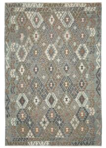 Tappeto Kilim Geometrico Verde Salvia Marrone 204x296 Cm