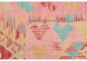 Tappeto Kilim Geometrico Rosa Rosso Corsia 62x198 Cm
