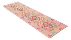 Tappeto Kilim Geometrico Rosa Rosso Corsia 62x198 Cm