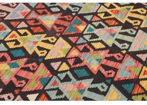 Tappeto Kilim Geometrico Nero Multicolore 204x288 Cm