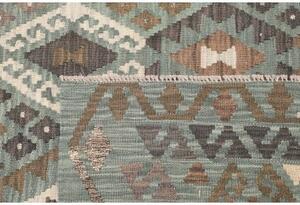 Tappeto Kilim Geometrico Verde Salvia Marrone 204x296 Cm