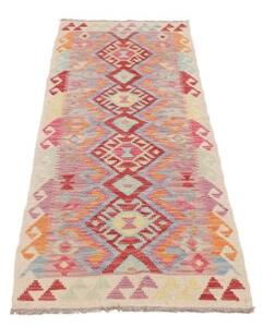 Tappeto Kilim Stilizzato Rosa Rosso Corsia 62x194 Cm