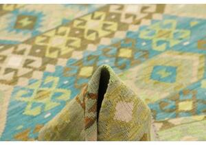 Tappeto Kilim Geometrico Verde Azzurro 203x290 Cm