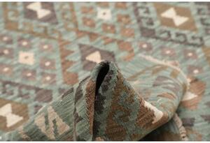 Tappeto Kilim Geometrico Verde Salvia Marrone 204x296 Cm