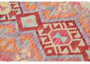 Tappeto Kilim Stilizzato Rosa Rosso Corsia 62x194 Cm