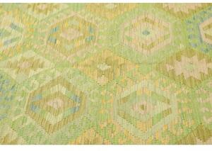 Tappeto Kilim Geometrico Verde Beige 203x298 Cm