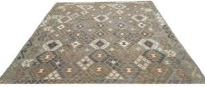 Tappeto Kilim Geometrico Verde Salvia Marrone 204x296 Cm