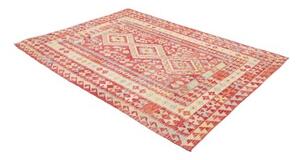 Tappeto Kilim Stilizzato Rosso Avorio 199x292 Cm