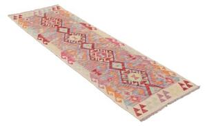 Tappeto Kilim Stilizzato Rosa Rosso Corsia 62x194 Cm