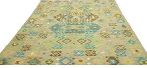 Tappeto Kilim Geometrico Verde Azzurro 203x290 Cm