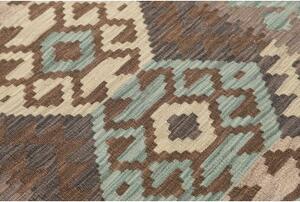 Tappeto Kilim Geometrico Marrone Beige Corsia 85x288 Cm