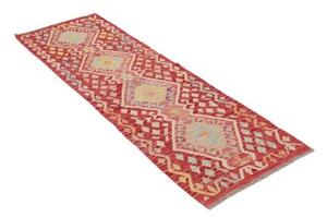 Tappeto Kilim Geometrico Rosso Beige Corsia 62x189 Cm