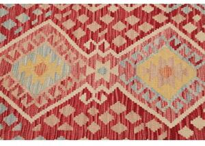 Tappeto Kilim Geometrico Rosso Beige Corsia 62x189 Cm