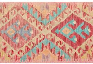 Tappeto Kilim Geometrico Rosa Rosso Corsia 62x198 Cm
