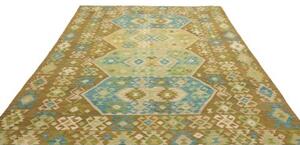 Tappeto Kilim Stilizzato Marrone Verde 206x293 Cm