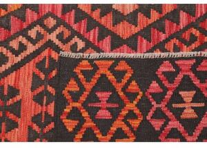 Tappeto Kilim Geometrico Rosso Corallo Nero 210x290 Cm