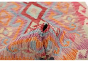 Tappeto Kilim Stilizzato Rosa Rosso Corsia 62x194 Cm