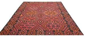 Tappeto Kilim Geometrico Rosso Corallo Nero 210x290 Cm