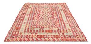 Tappeto Kilim Stilizzato Rosso Avorio 199x292 Cm