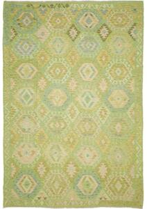 Tappeto Kilim Geometrico Verde Beige 203x298 Cm