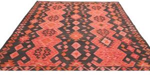 Tappeto Kilim Geometrico Antracite Corallo 209x292 Cm