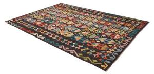 Tappeto Kilim Geometrico Nero Multicolore 204x288 Cm