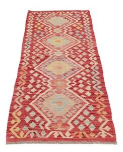 Tappeto Kilim Geometrico Rosso Beige Corsia 62x189 Cm