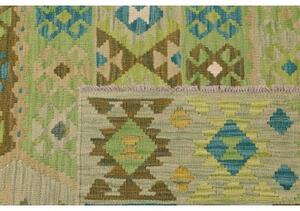 Tappeto Kilim Geometrico Verde Beige 193x299 Cm