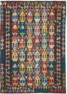 Tappeto Kilim Geometrico Nero Multicolore 204x288 Cm