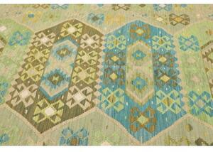 Tappeto Kilim Geometrico Verde Azzurro 203x290 Cm