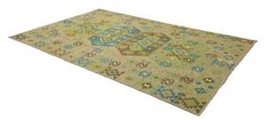 Tappeto Kilim Geometrico Verde Beige 193x299 Cm