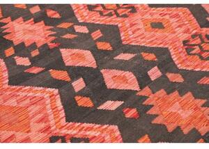 Tappeto Kilim Geometrico Antracite Corallo 209x292 Cm