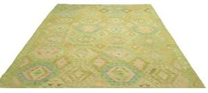 Tappeto Kilim Geometrico Verde Beige 203x298 Cm