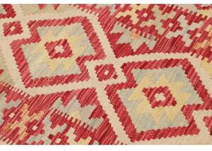 Tappeto Kilim Geometrico Rosso Beige Corsia 70x190 Cm
