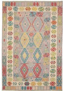 Tappeto Kilim Geometrico Grigio Multicolore 202x298 Cm