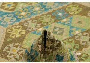 Tappeto Kilim Geometrico Verde Beige 193x299 Cm