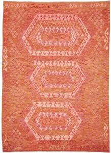 Tappeto Kilim Stilizzato Arancione Rosso 205x289 Cm