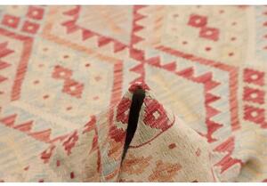 Tappeto Kilim Geometrico Avorio Rosso 187x227 Cm