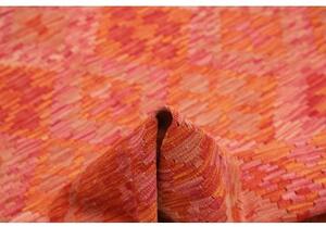 Tappeto Kilim Geometrico Rosso Mattone Arancione 150x193 Cm