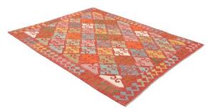 Tappeto Kilim Geometrico Rosso Multicolore 156x193 Cm
