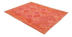 Tappeto Kilim Geometrico Rosso Mattone Arancione 150x193 Cm
