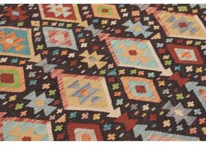 Tappeto Kilim Geometrico Marrone Scuro Multicolore 177x252 Cm