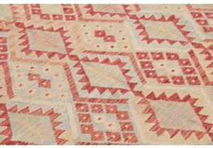 Tappeto Kilim Geometrico Avorio Rosso 187x227 Cm
