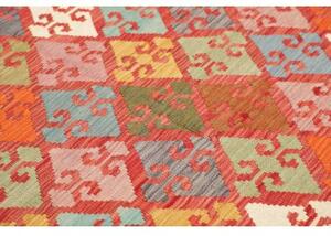 Tappeto Kilim Geometrico Rosso Multicolore 156x193 Cm