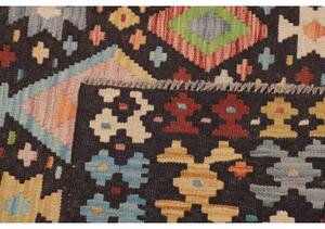 Tappeto Kilim Geometrico Marrone Scuro Multicolore 177x252 Cm
