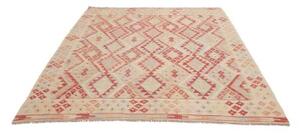 Tappeto Kilim Geometrico Avorio Rosso 187x227 Cm