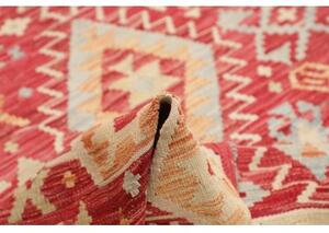 Tappeto Kilim Geometrico Rosso Beige 191x251 Cm