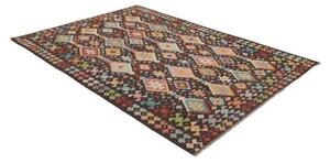 Tappeto Kilim Geometrico Marrone Scuro Multicolore 177x252 Cm