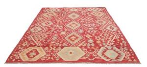 Tappeto Kilim Geometrico Rosso Beige 191x251 Cm