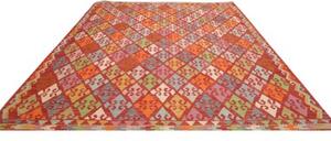 Tappeto Kilim Geometrico Rosso Mattone Multicolore Quadrato 258x292 Cm